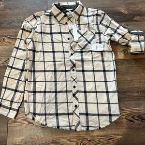 Plaid Boy’s Shirt in Black and Cream